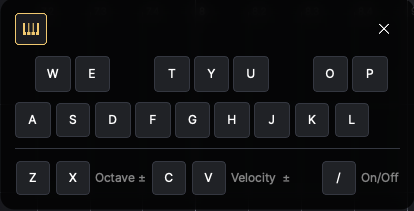 ACE Studio's virtual MIDI keyboard.